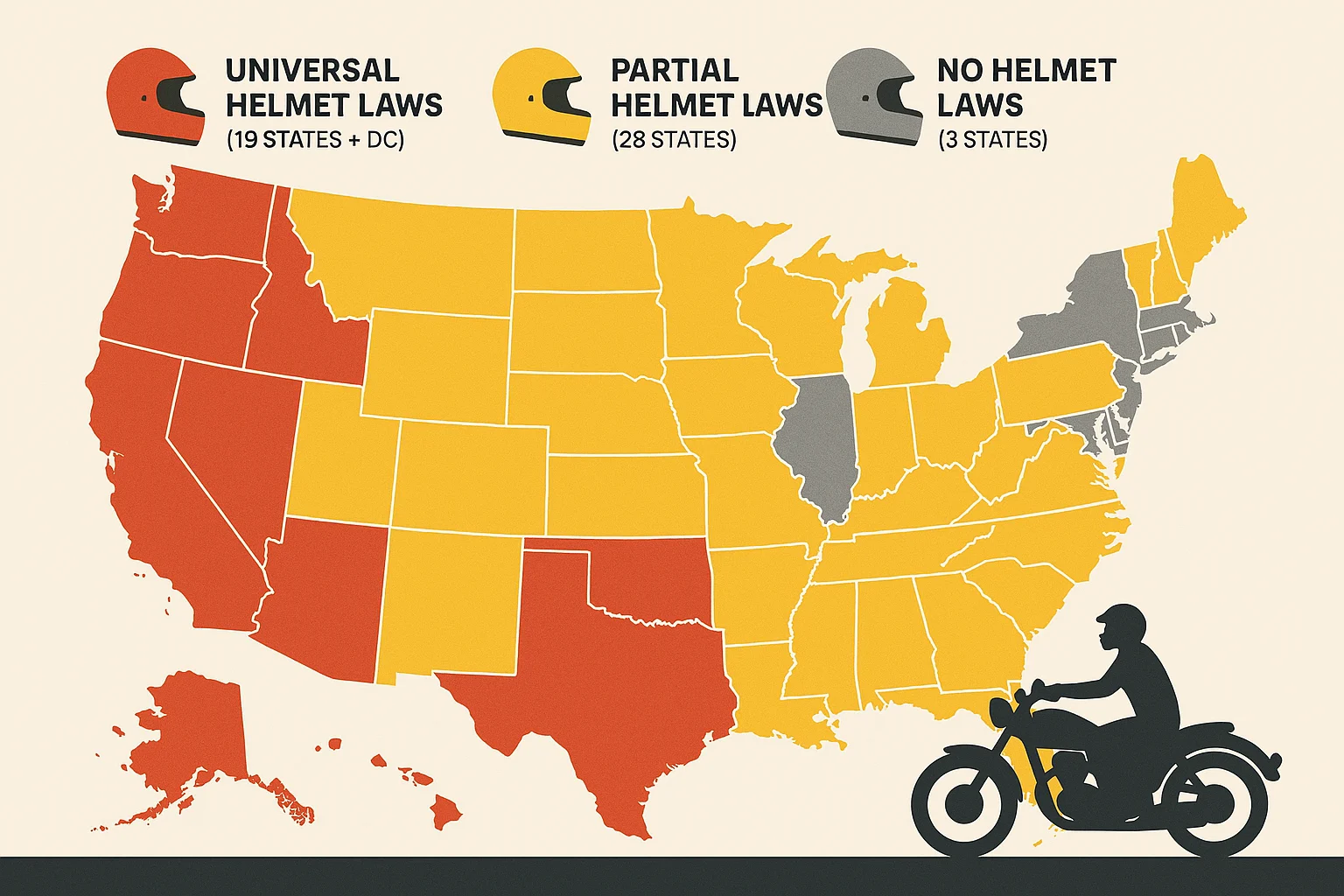 In What States Are Motorcycle Helmets Required: Laws Across America